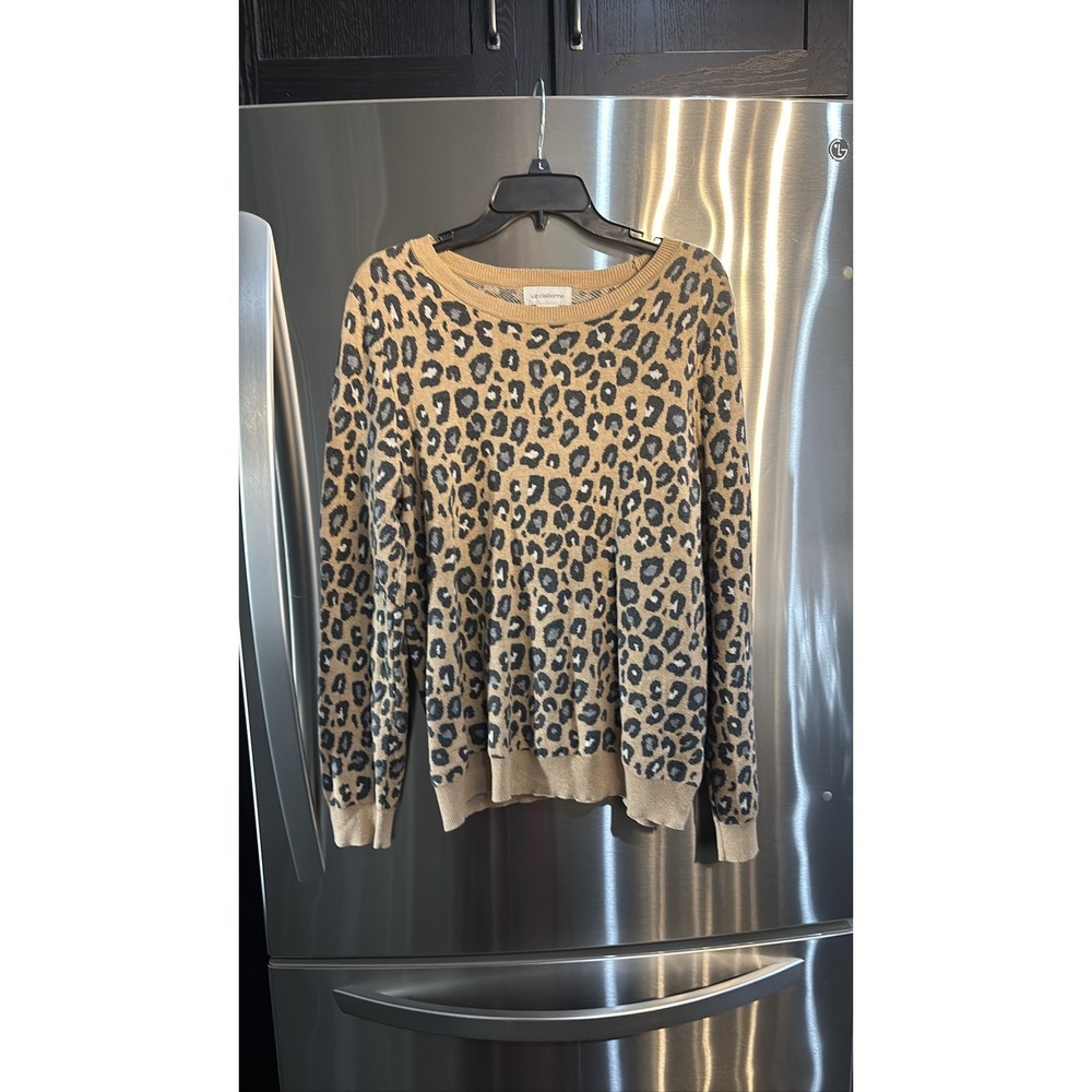 Liz Claiborne Leopard Crew Neck Sweater - Womens XL
